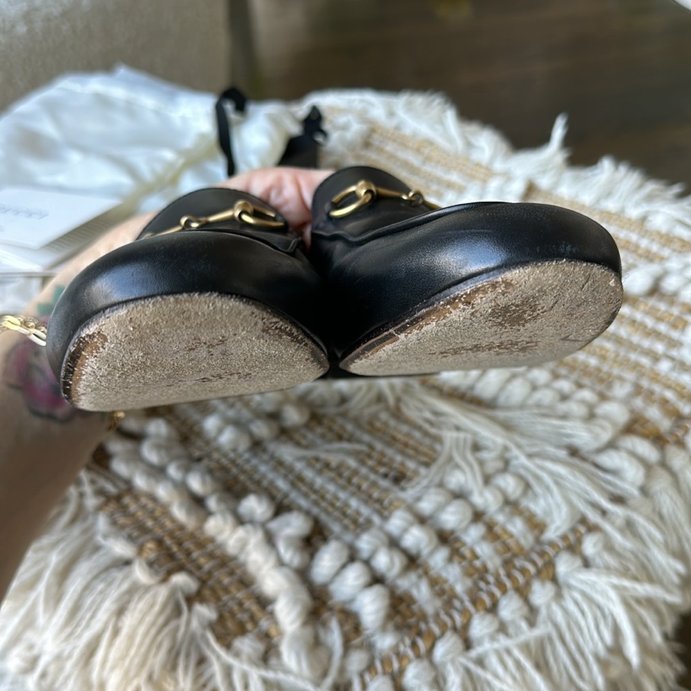 Gucci Princetown Horsebit Black Leather Flats Loafers Mules size 37 EUC - Picture 15 of 17
